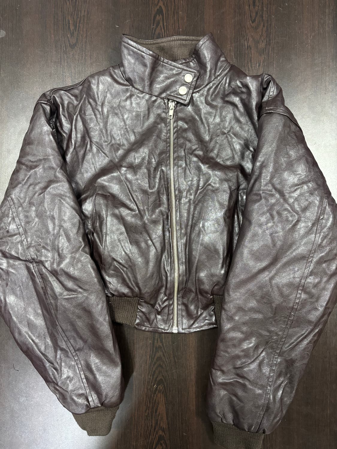 일본 빈티지 브라운 레더 숏 봄버 자켓 상품이미지1