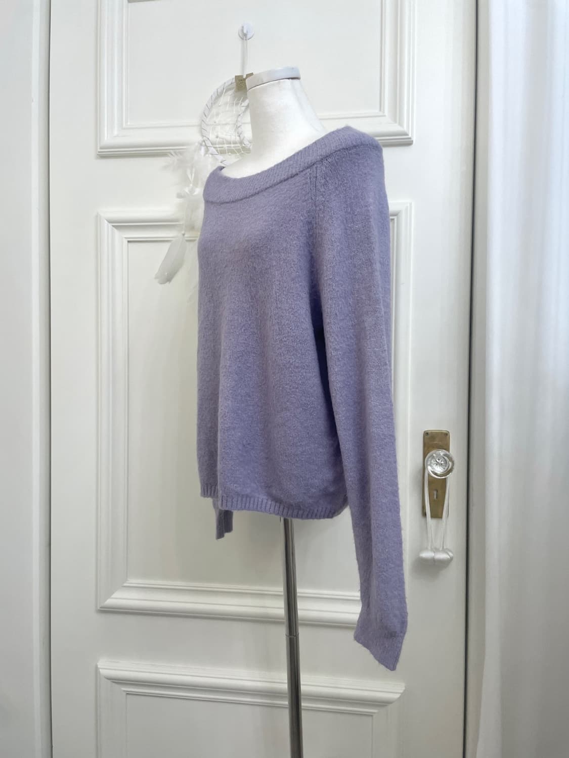 purple off-shoulder basic sweater 상품이미지2