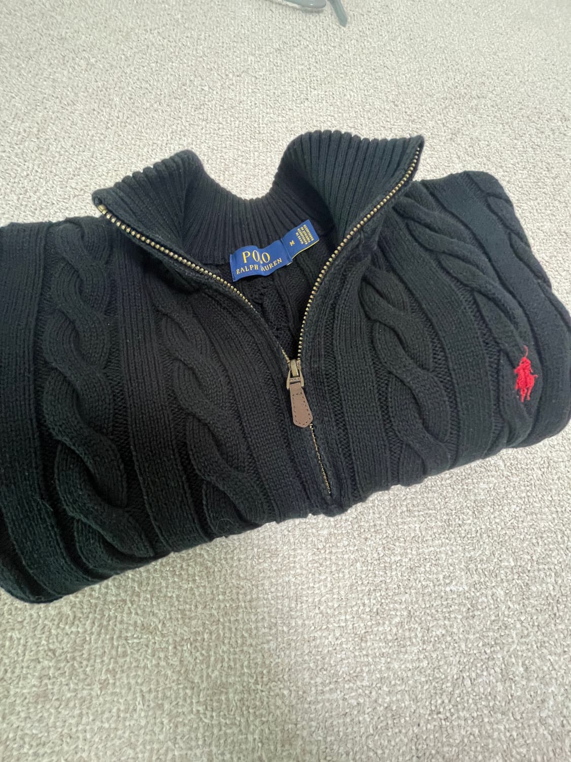 폴로 꽈배기 니트 반집업 상품이미지3
