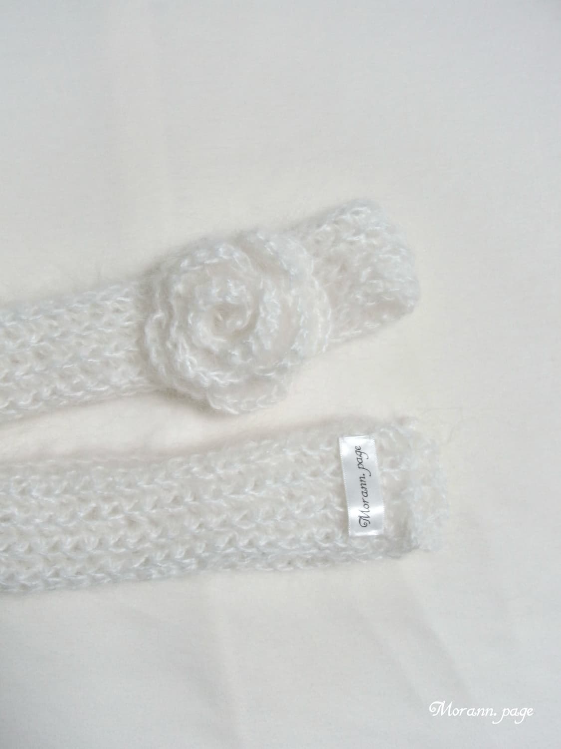 crochet mohair rose scarf white / mega 상품이미지3