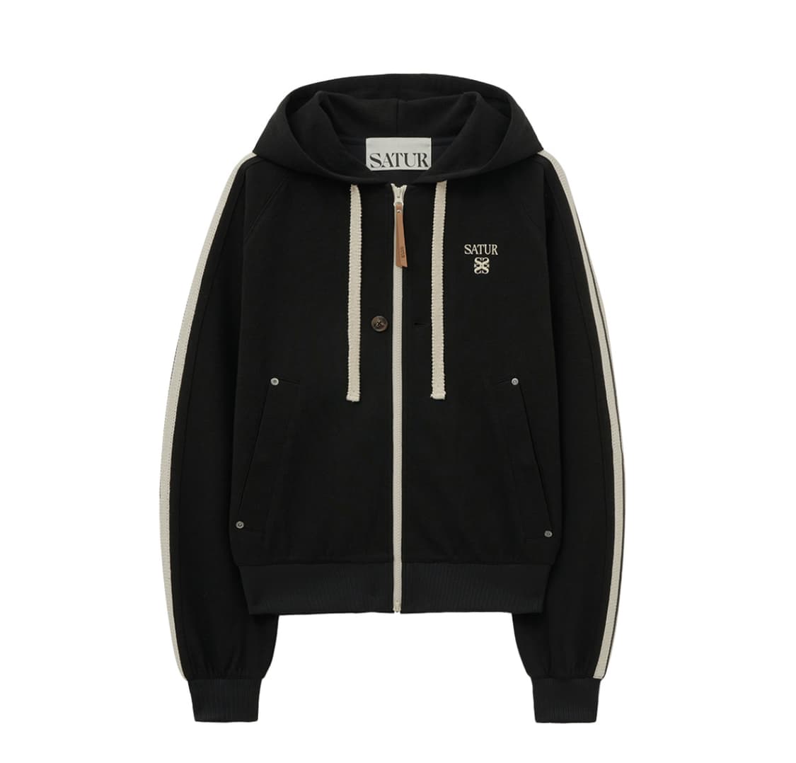 세터 로턴 루즈핏 후드 집업 캐비어 블랙 상품이미지1