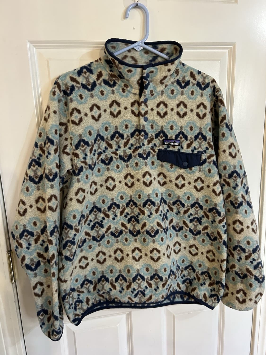 19FW 파타고니아 신칠라 스냅-티 플리스 오트밀/캐스케이드 패턴 상품이미지1