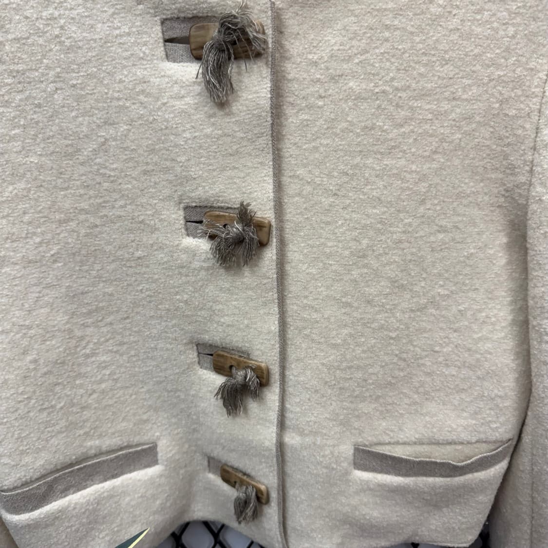 USA VINTAGE 크롭 울 가디건 전면 투포켓 포인트 아이보리 상품이미지5