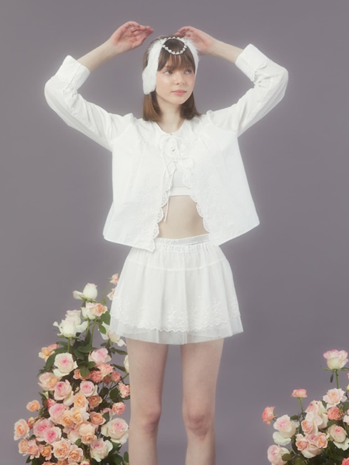 마가린핑거스 LACE TUTU SKIRT PANTS WHITE 상품이미지1