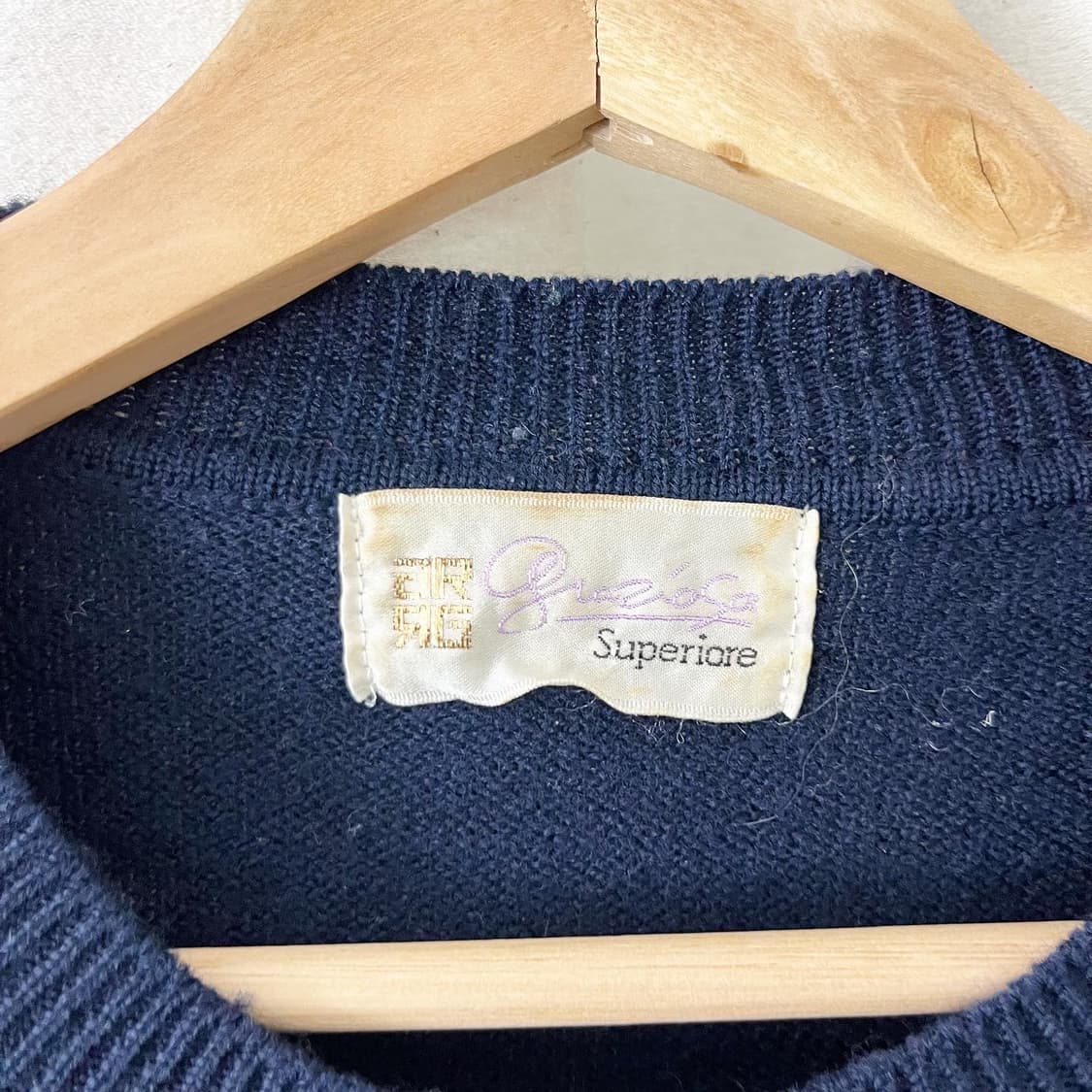 빈티지 네이비 겨울 라운드 니트 상품이미지4