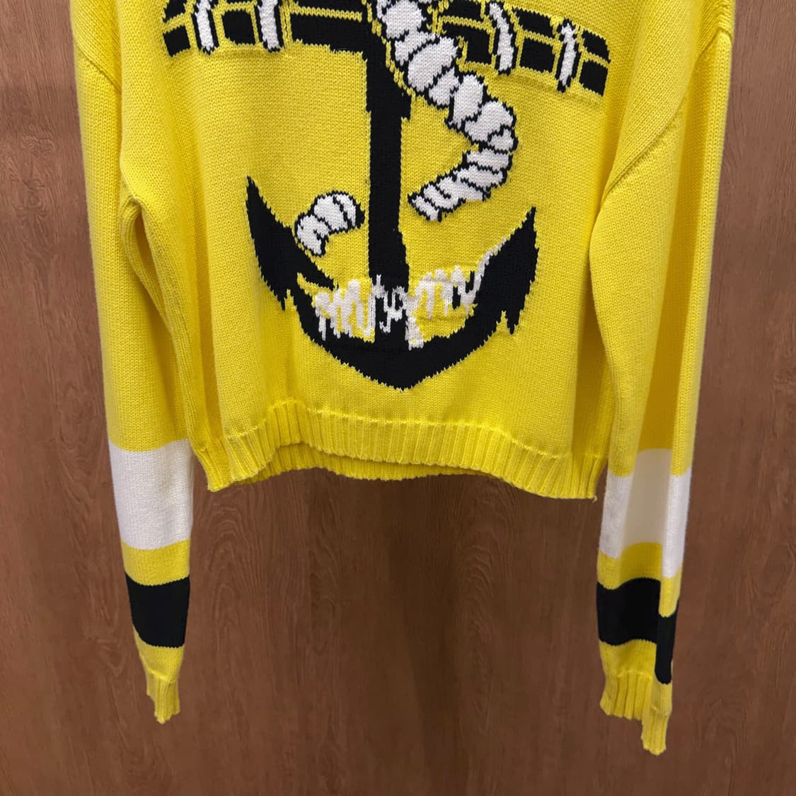 MSGM 코튼 니트 앵커 자카드 패턴 컬러 블록 디테일 옐로우 블랙 상품이미지5