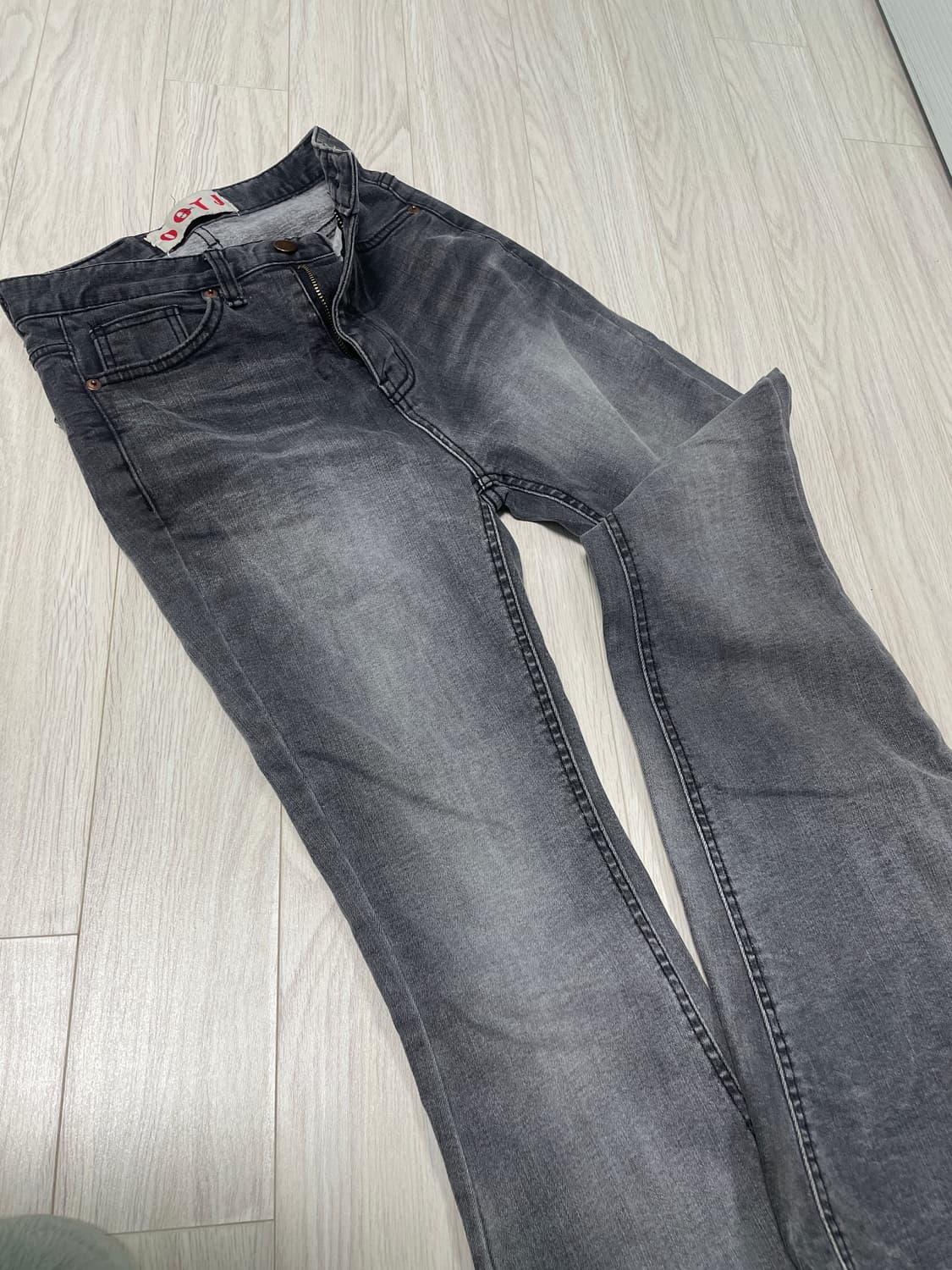 OOTJ 회색 워싱 데미지 청바지 S 상품이미지3