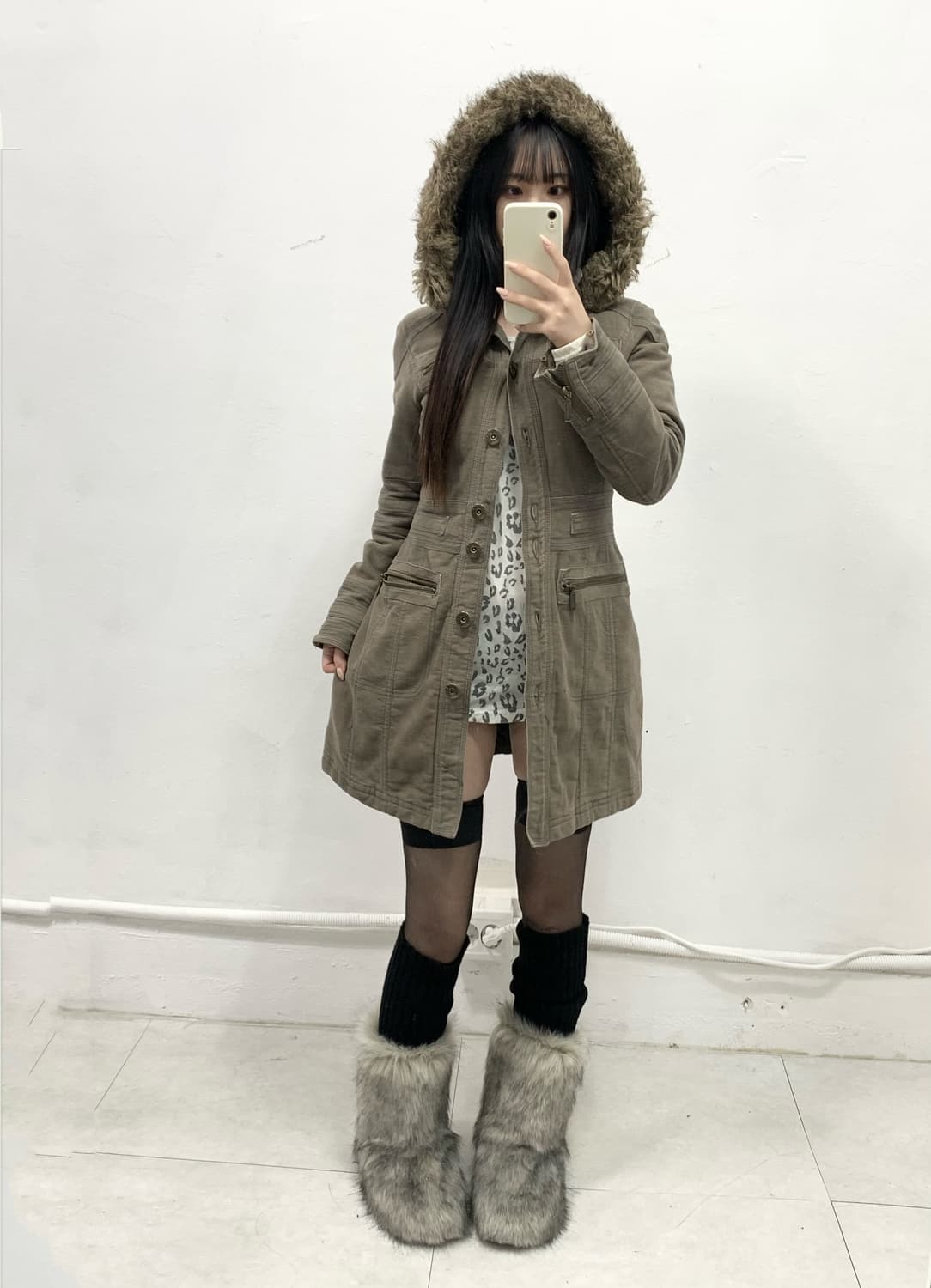 [ARMAR FEANS] 울프죠 y2k 베이지카키 야상 상품이미지3