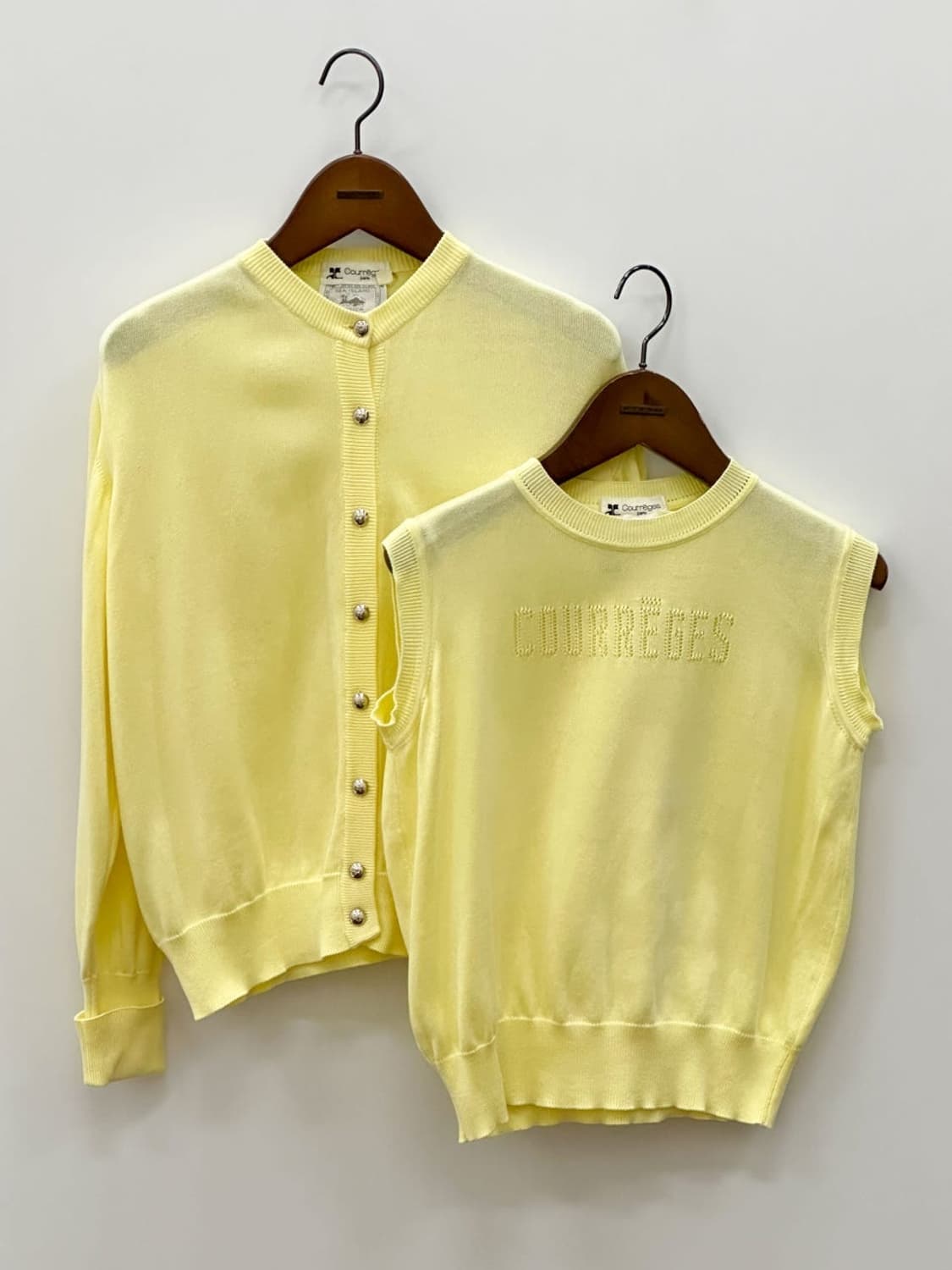 courreges / 꾸레쥬 옐로우 코튼 슬리브리스 + 가디건 세트  상품이미지2