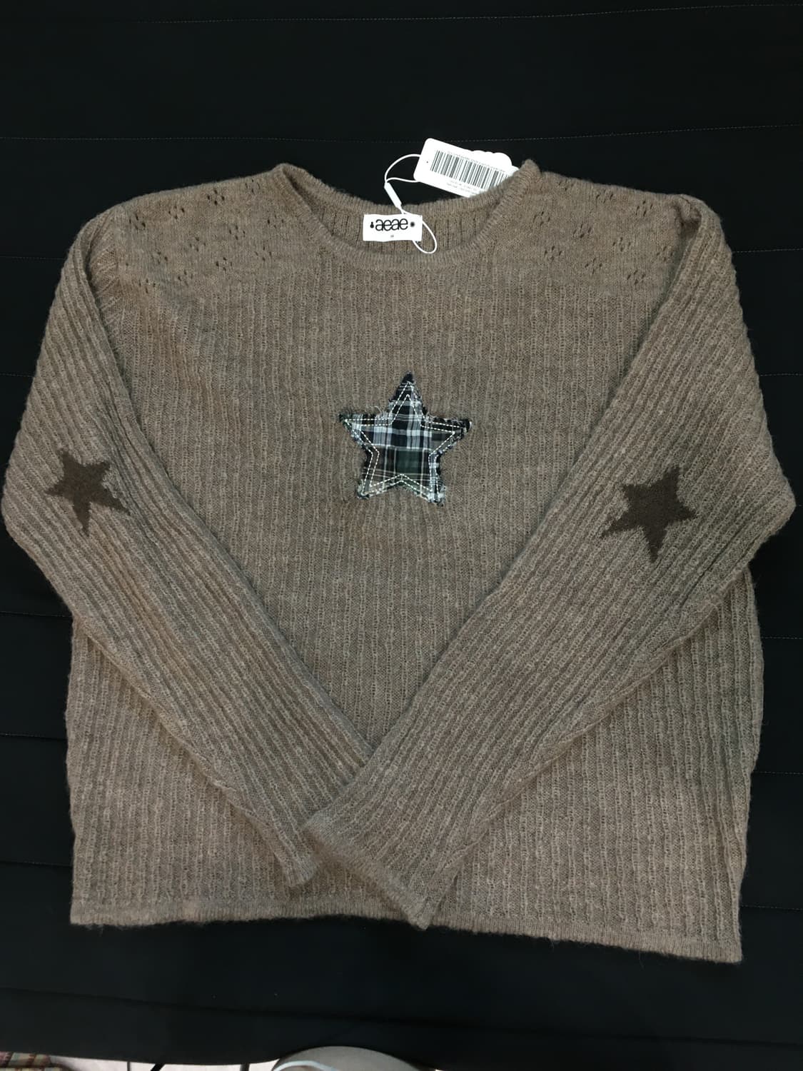 새상품) aeae SHEER APPLIQUE KNIT [BROWN] 상품이미지2