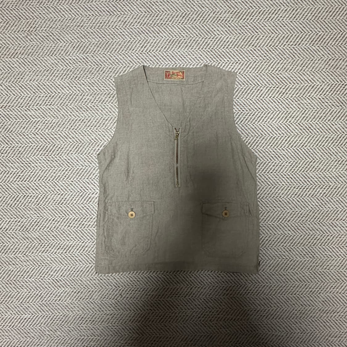 BEAMS BOY linen work vest 상품이미지1