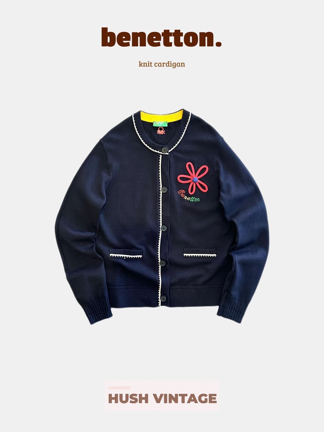 베네통 니트 가디건 네이비 상품이미지1