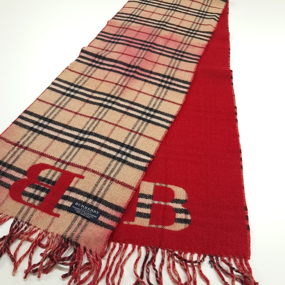 MX196 버버리 클래식 노바체크 레드 메리노울 캐시 양면 목도리 머플러 상품이미지2