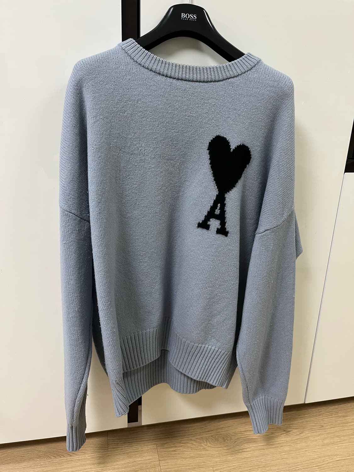 아미 빅하트 로고 니트 스틸블루 판매 상품이미지1