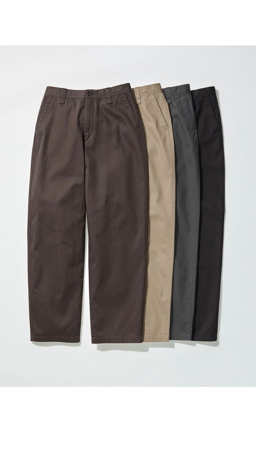유니클로 U 와이드핏 치노팬츠 09블랙, 35브라운 일괄 / 79사이즈 상품이미지4