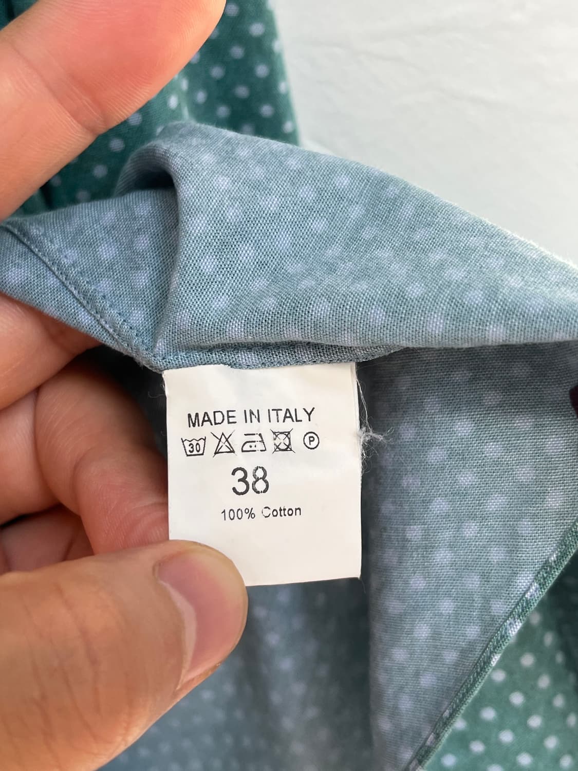 ISAIA 이태리 민트 코튼 폴카닷 셔츠 IT38 상품이미지7