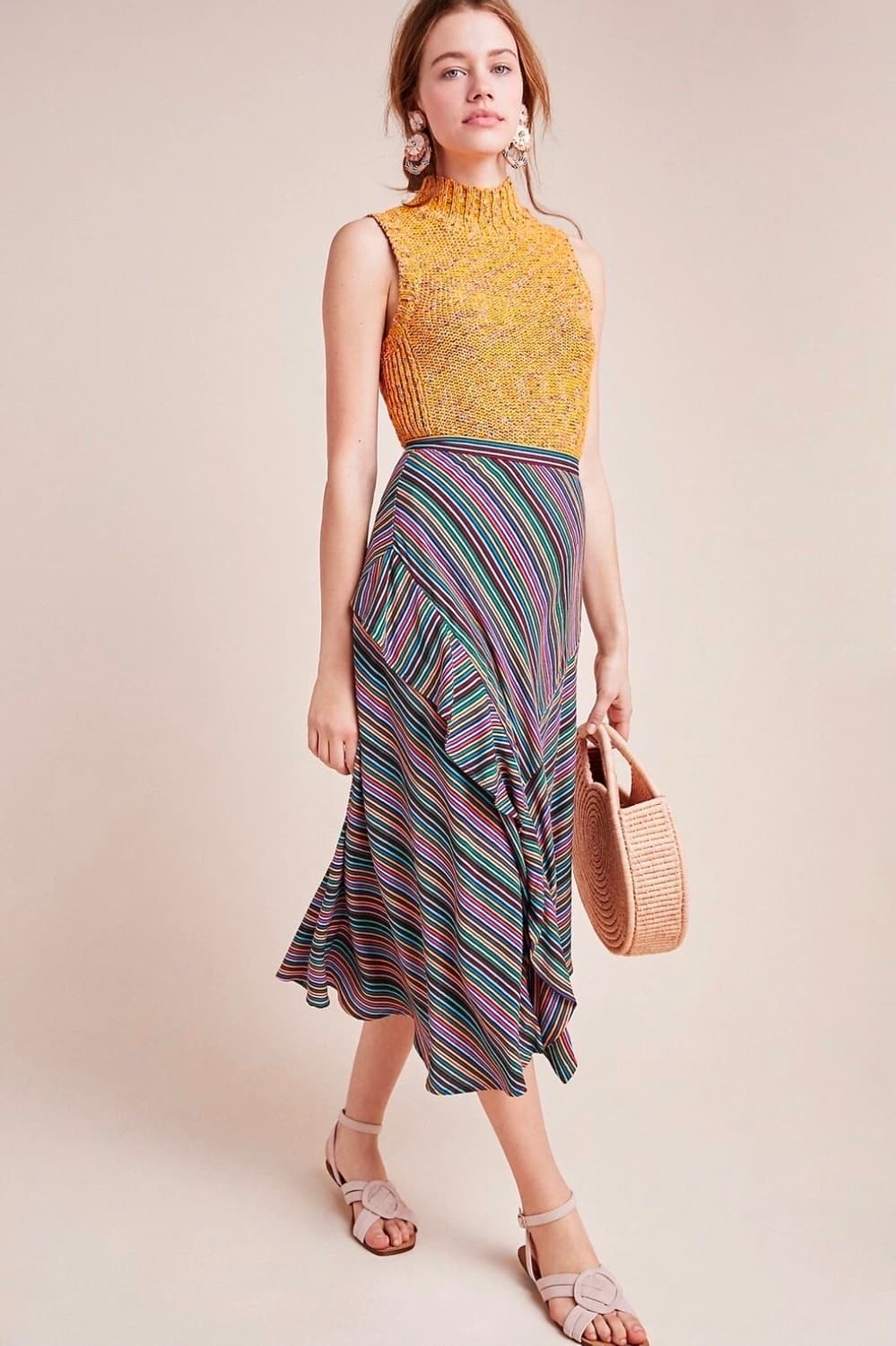 Maeve by Anthropologie 언밸런스 스트라이프 스커트 상품이미지9