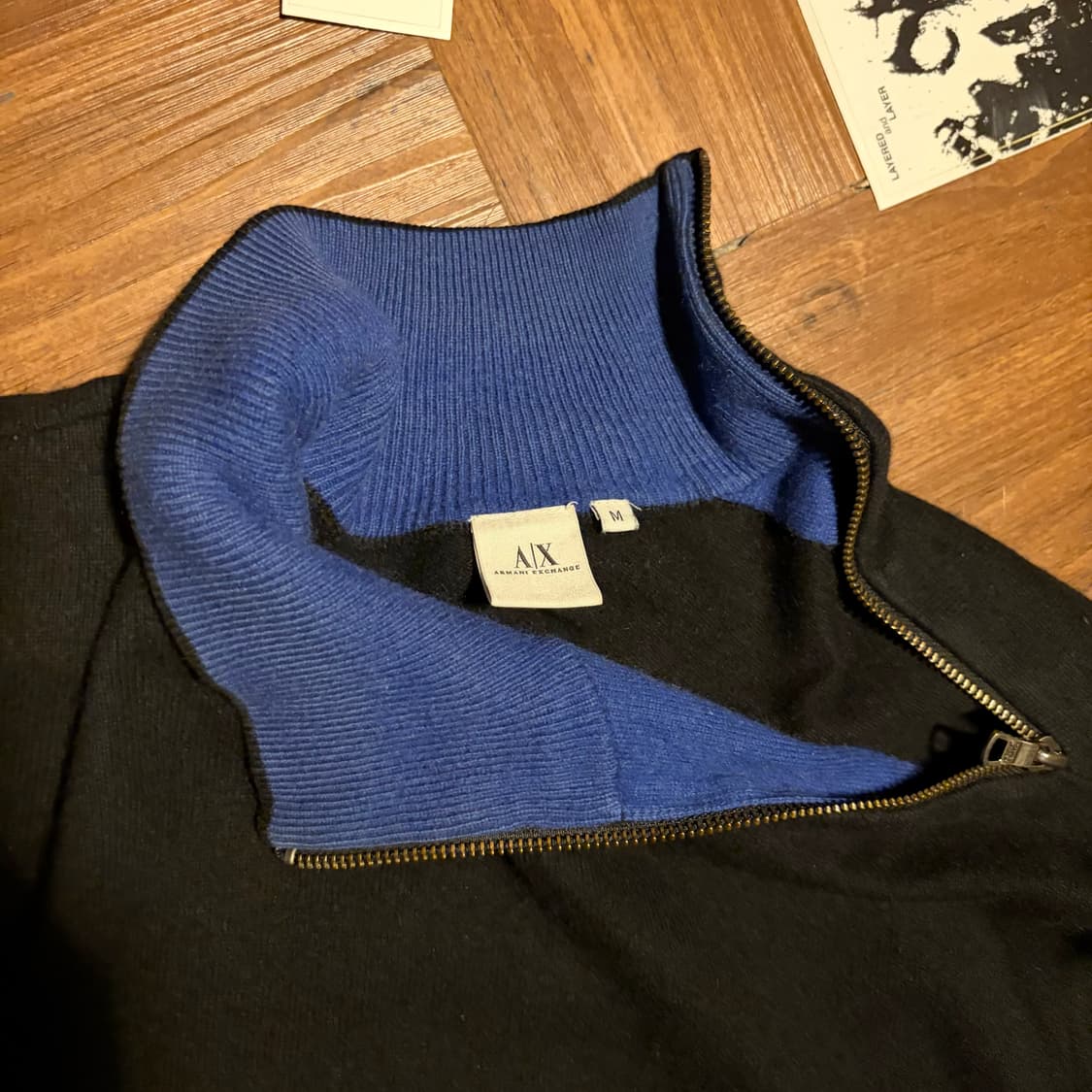 ARMANI EXCHANGE 넥 사이드 집업 니트 블루 상품이미지4