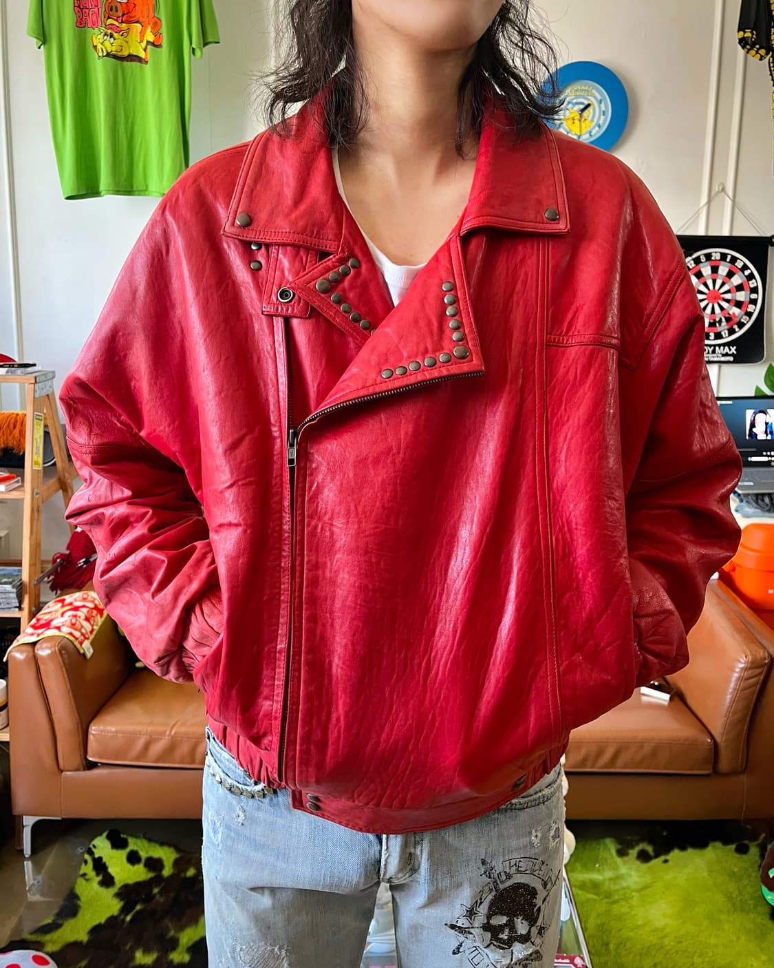 1980-90s Jpn Vintage Lambskin Stud JK 상품이미지2