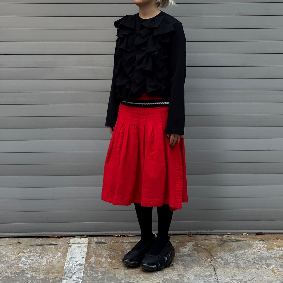 Zipper Wool Long Red Skirt  상품이미지9