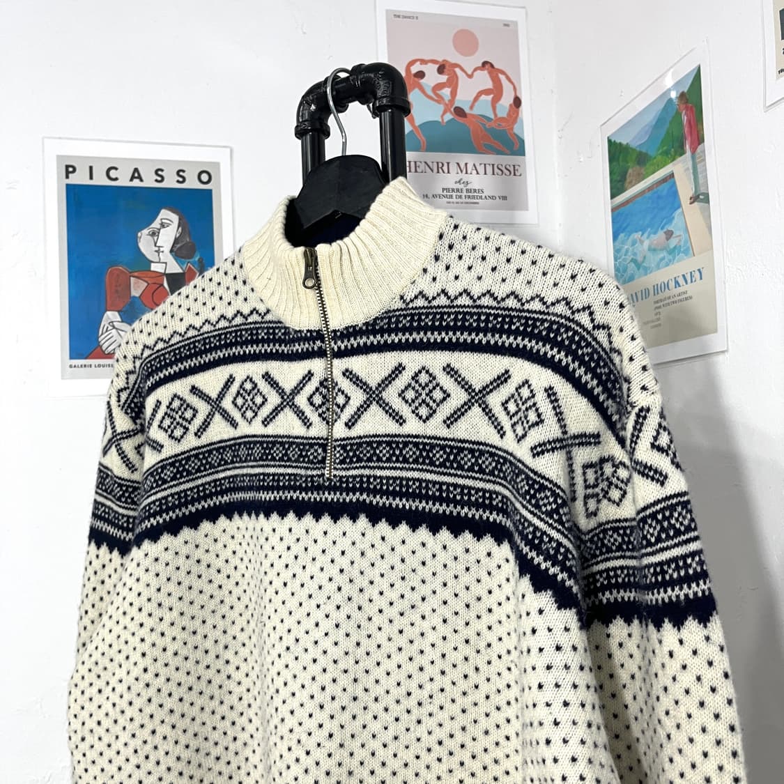 폴로 패턴 반집업 니트 상품이미지3