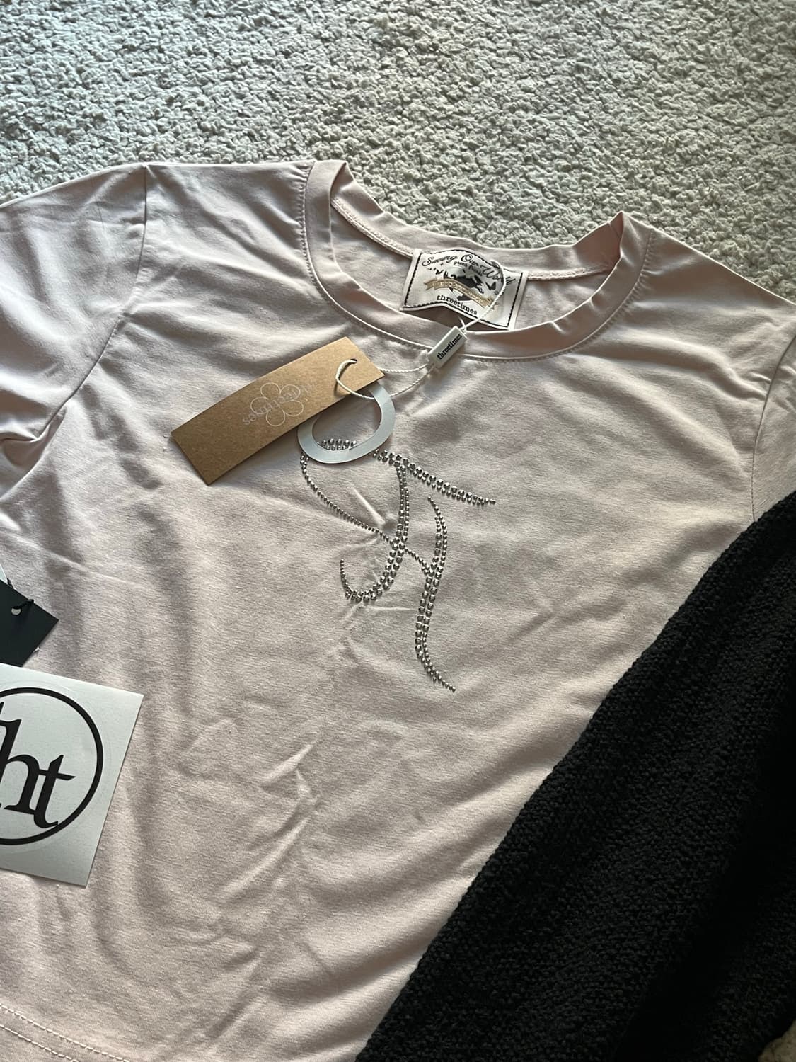 쓰리타임즈 핫픽스 비즈 반팔 티 볼레로 상품이미지2