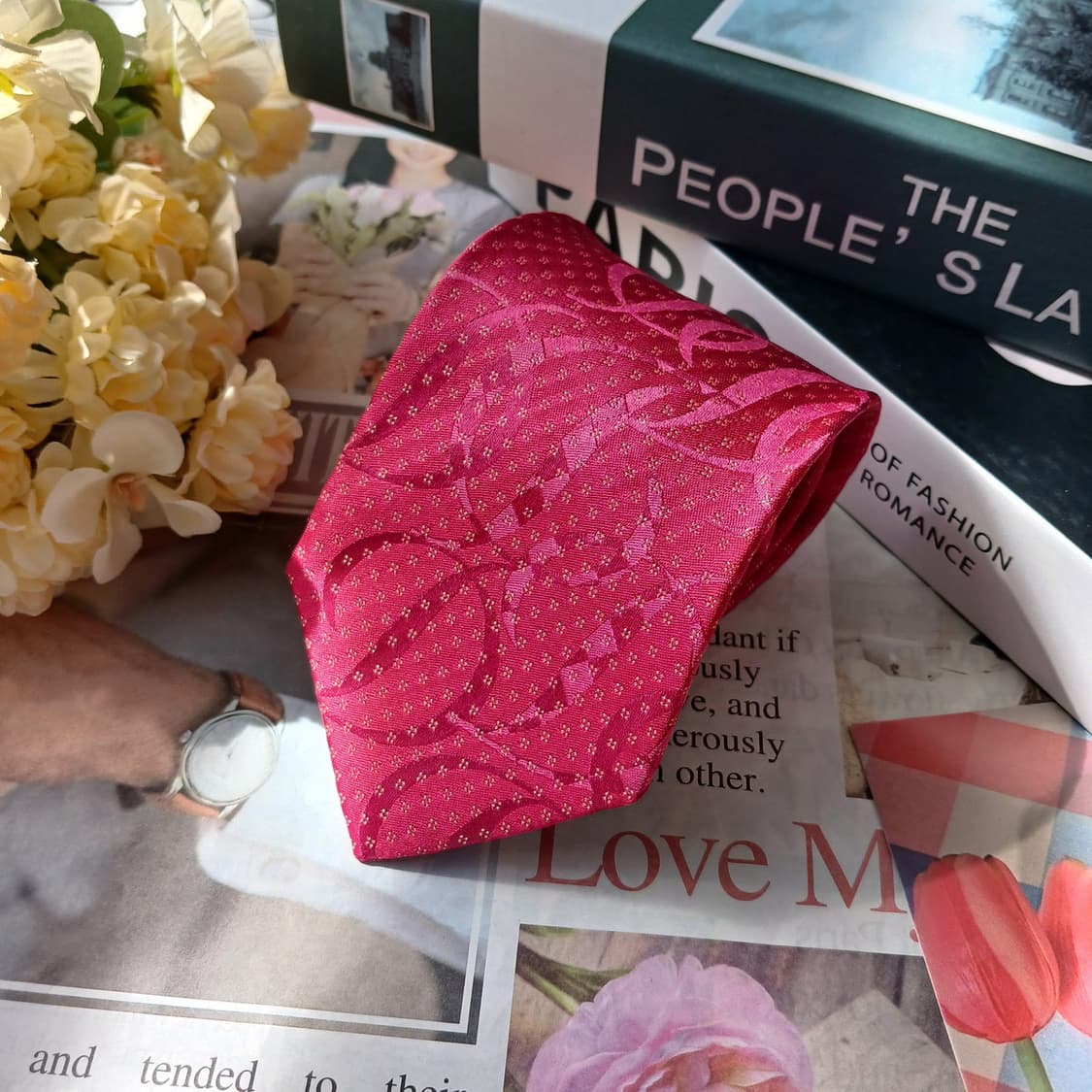 에스.티. 듀퐁 실크 핑크 로고 패턴 넥타이 8.7cm A+등급 E833 상품이미지4