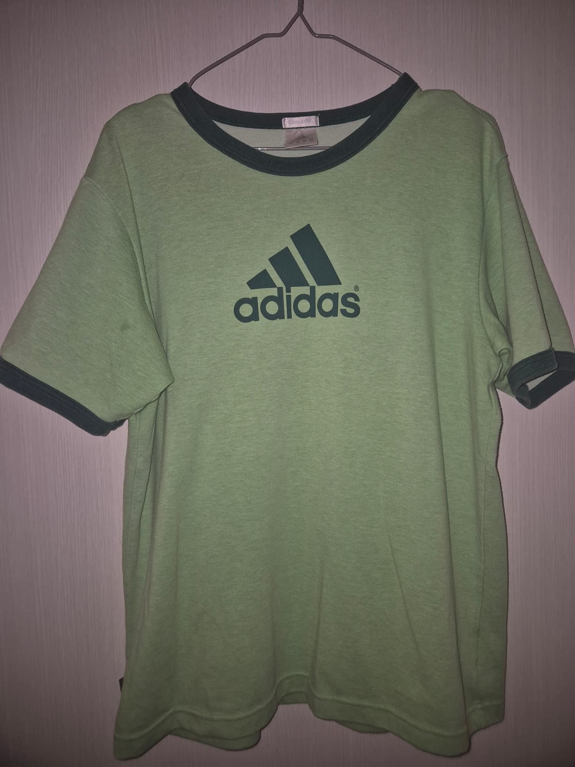 아디다스 라임 컬러 로고 반팔 링거 티셔츠 상품이미지1