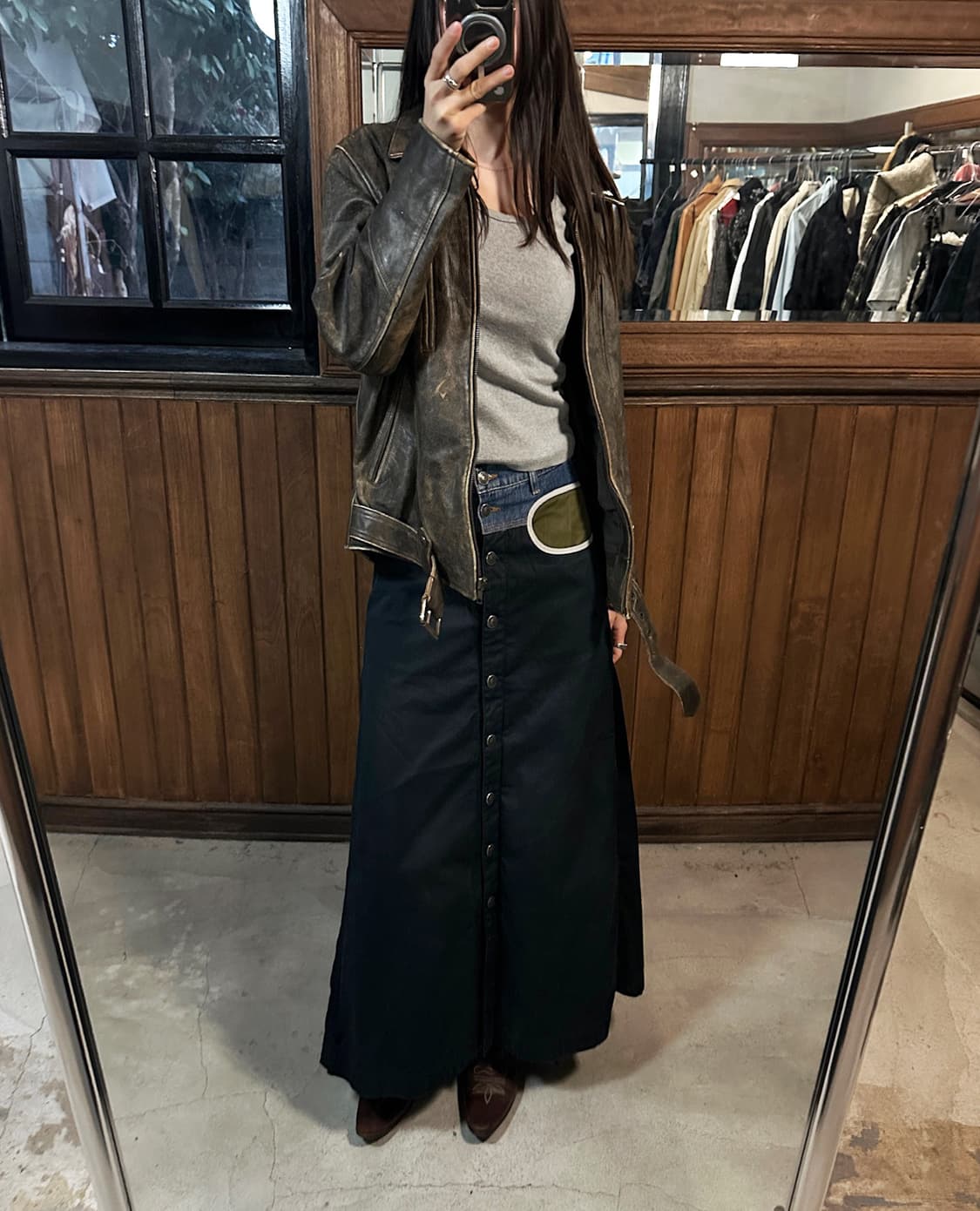 DIESEL long denim mix skirt 상품이미지1