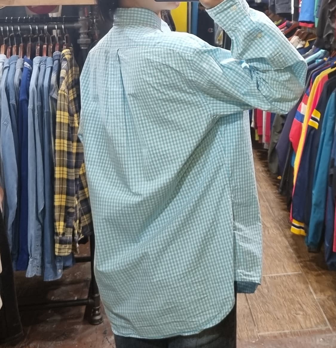 [Hi] 폴로 긴팔 체크 셔츠 스카이블루 상품이미지5
