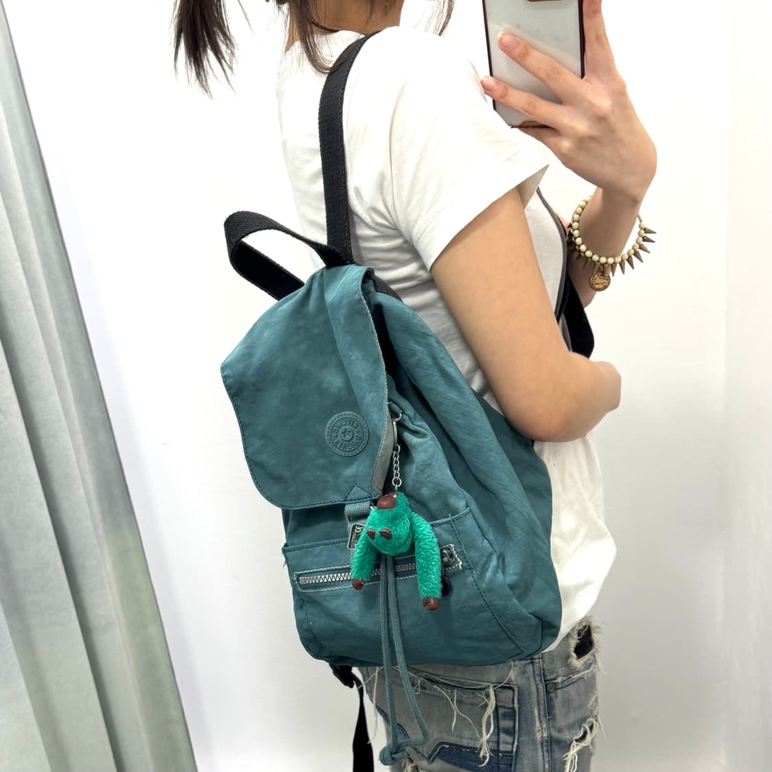 키플링 청록색 스트링 백팩 상품이미지1