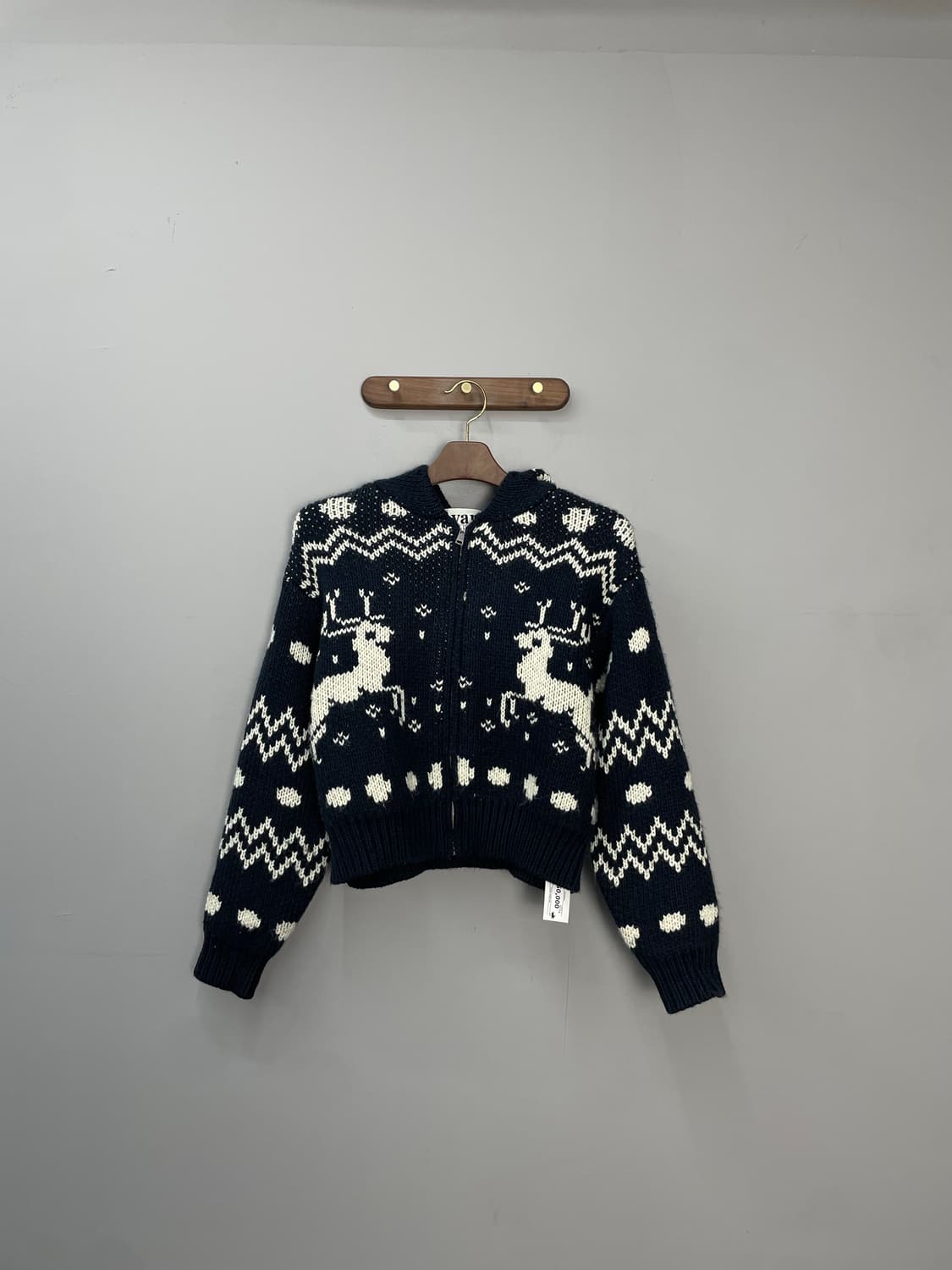 빈티지 노르딕 패턴 숏 니트 후드집업 H1166 상품이미지2