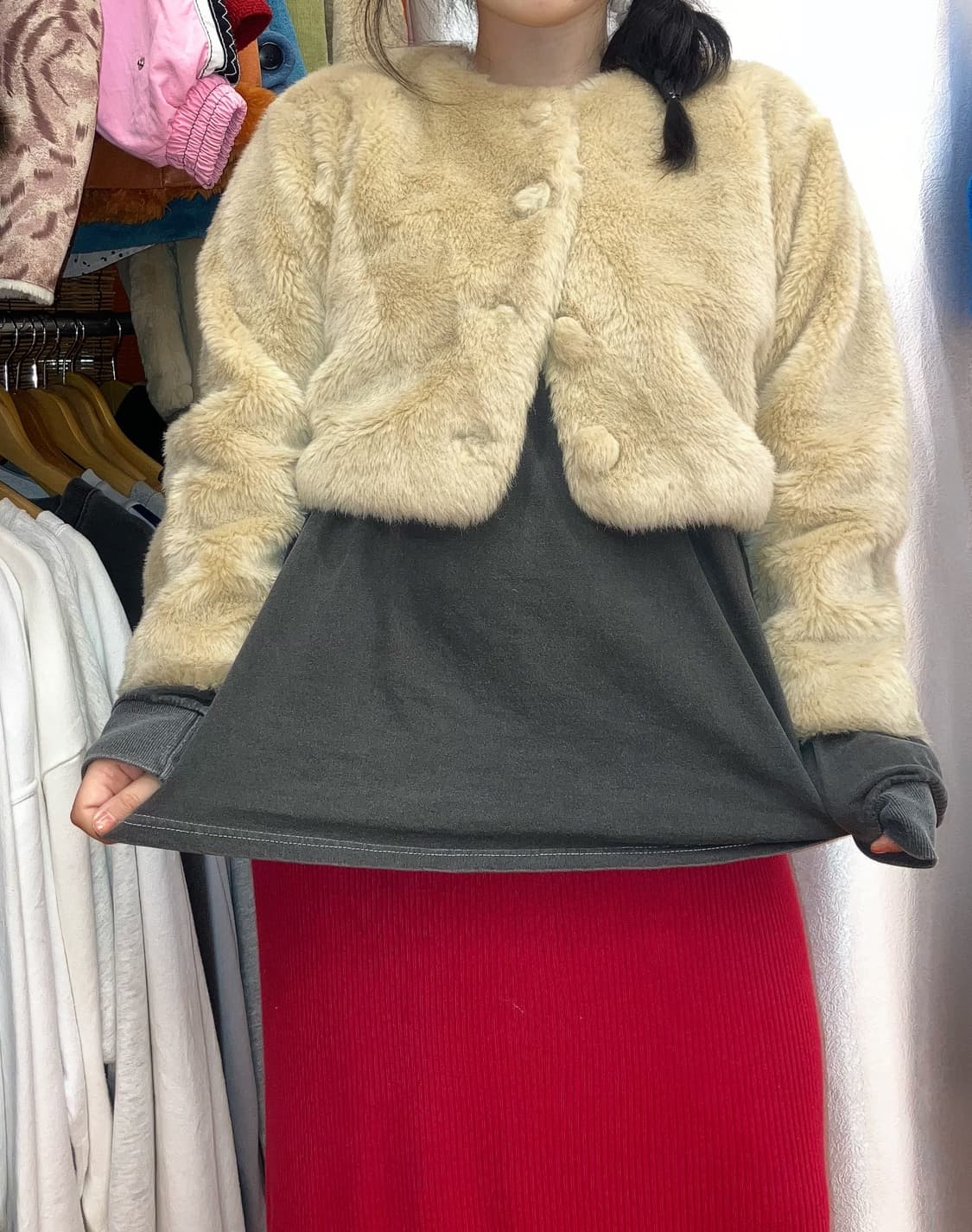 jpn 곰돌이 크롭 퍼자켓 상품이미지4