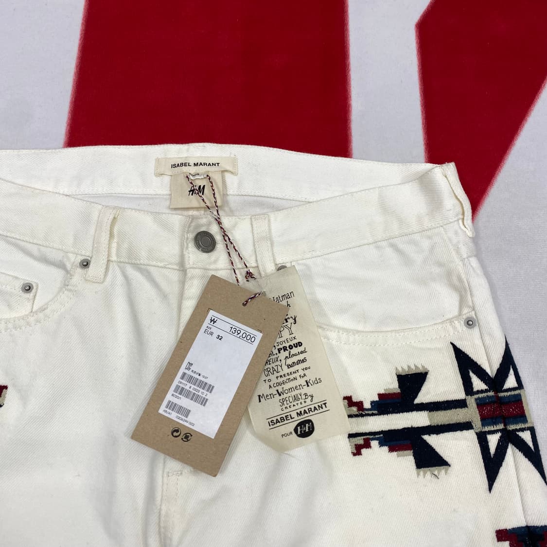 이자벨마랑 X H&M 자수 화이트 데님팬츠 32 상품이미지4