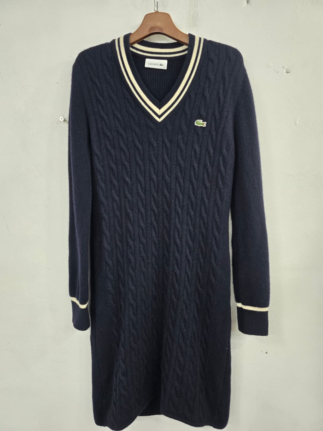라코스테 네이비 케이블 울 캐시미어니트 원피스 상품이미지1