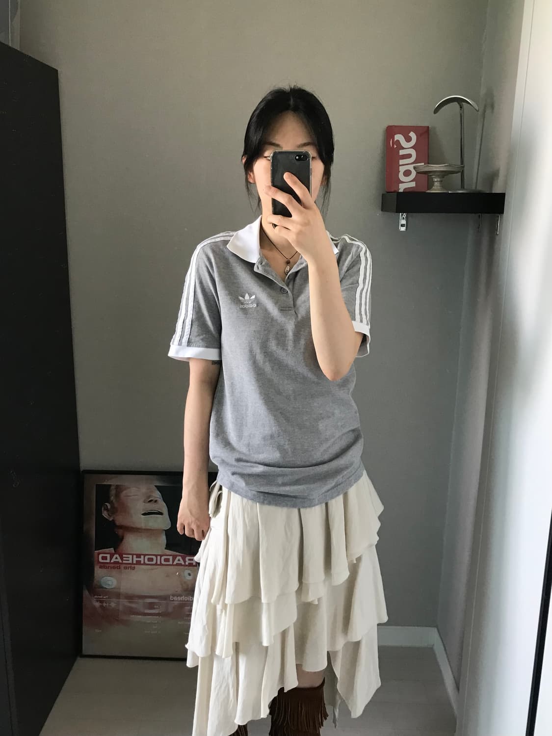 아디다스 트레포일 사이드라인 그레이 카라티 상품이미지1