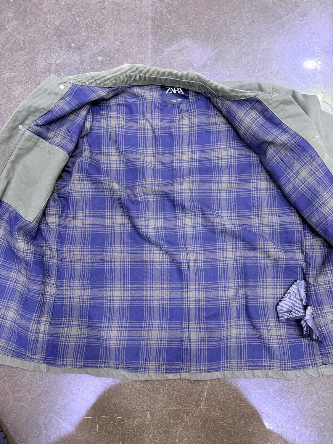 자라 코듀로이 카라 초어 워크자켓 올리브 L 상품이미지7