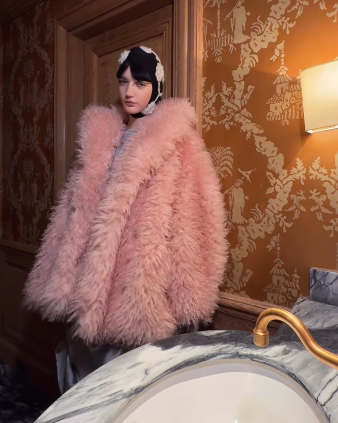 가니 25fw 플라워 모헤어 바라클라바/블랙 상품이미지2