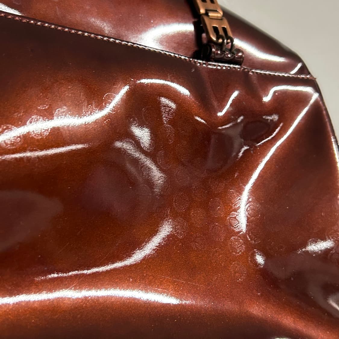 BALLY enamel handbag shiny brown 상품이미지6