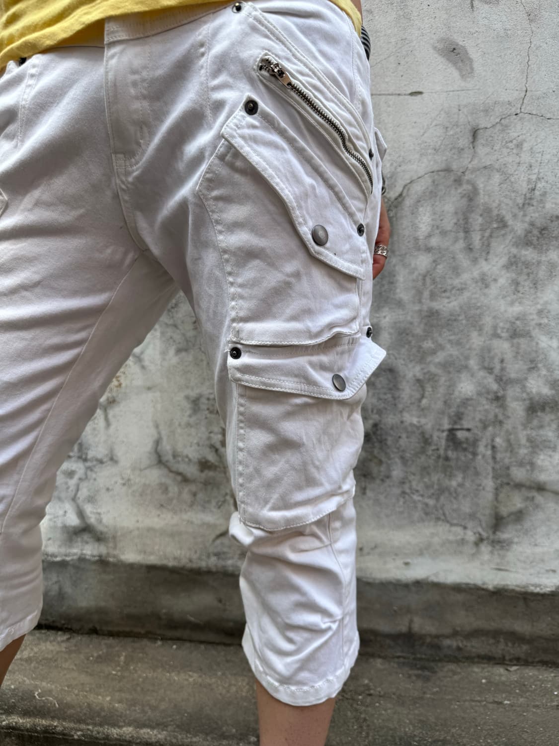 Y2k white zip cargo pants 상품이미지5