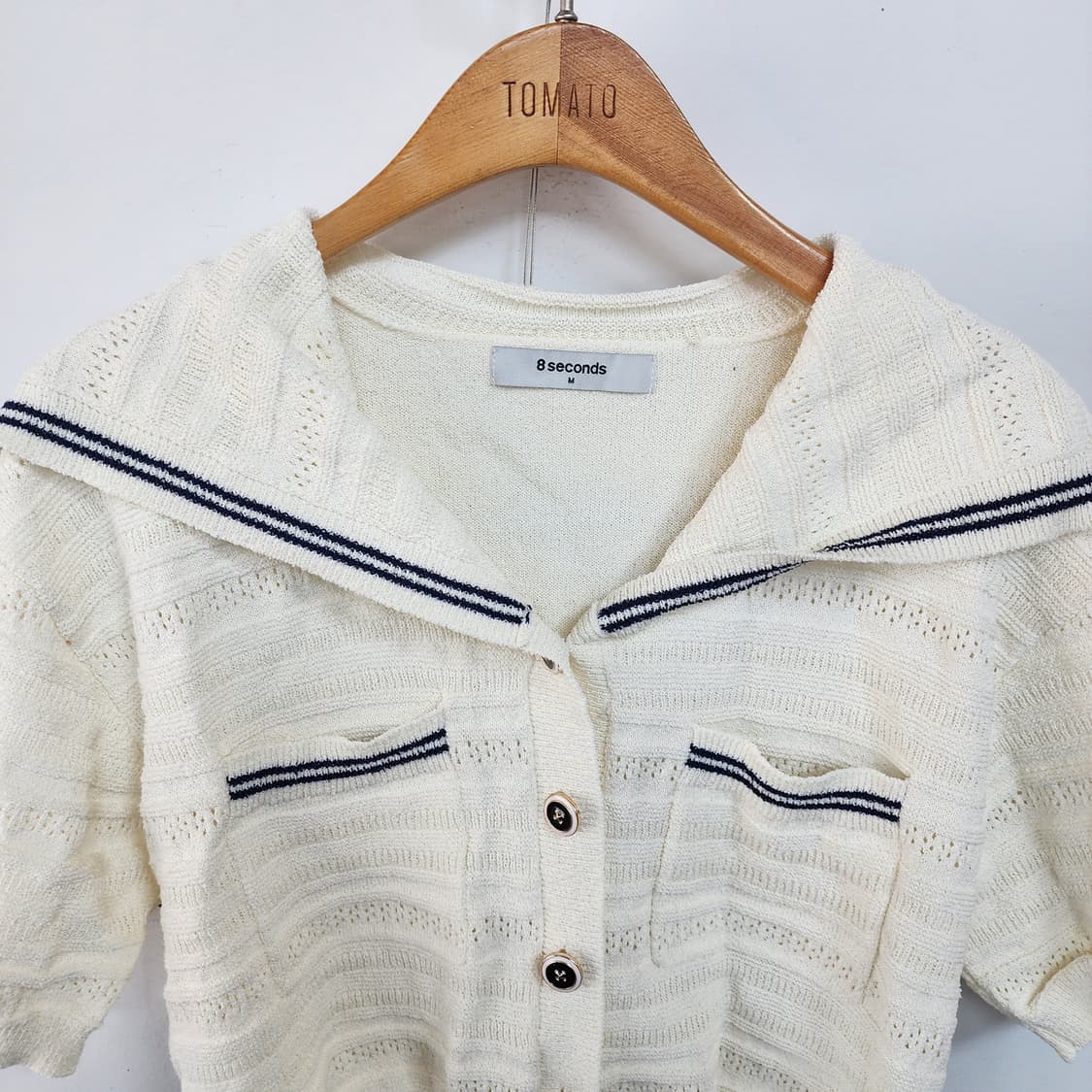 8seconds 세일러 카라 반팔 니트 아이보리 상품이미지2