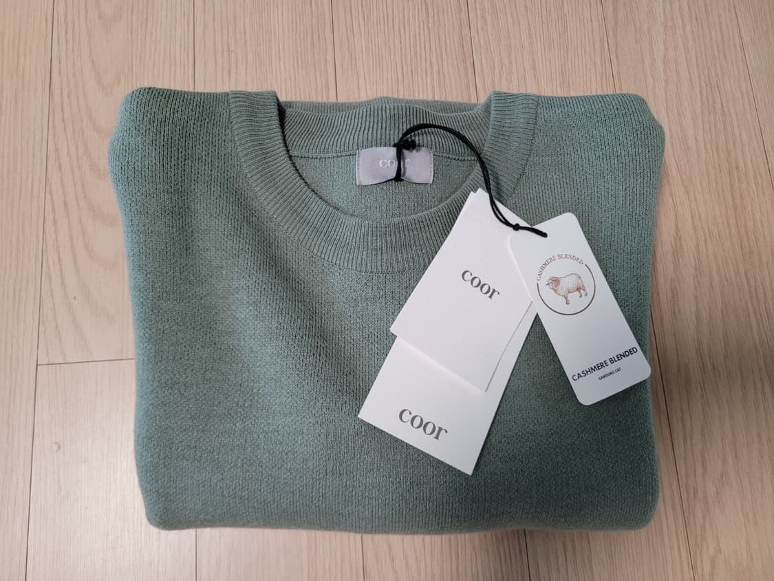 쿠어 캐시미어 니트 더스티그린 L사이즈 상품이미지1