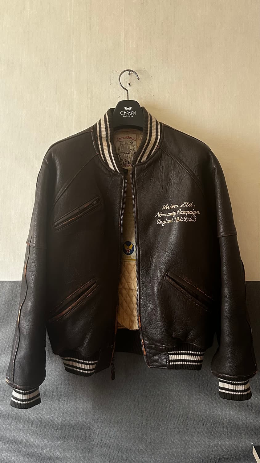 90s 아비렉스 레더 바시티 자켓 상품이미지2