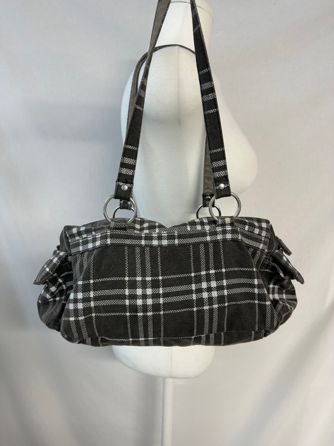 멀티 포켓 y2k 체크 패턴 숄더백 상품이미지7