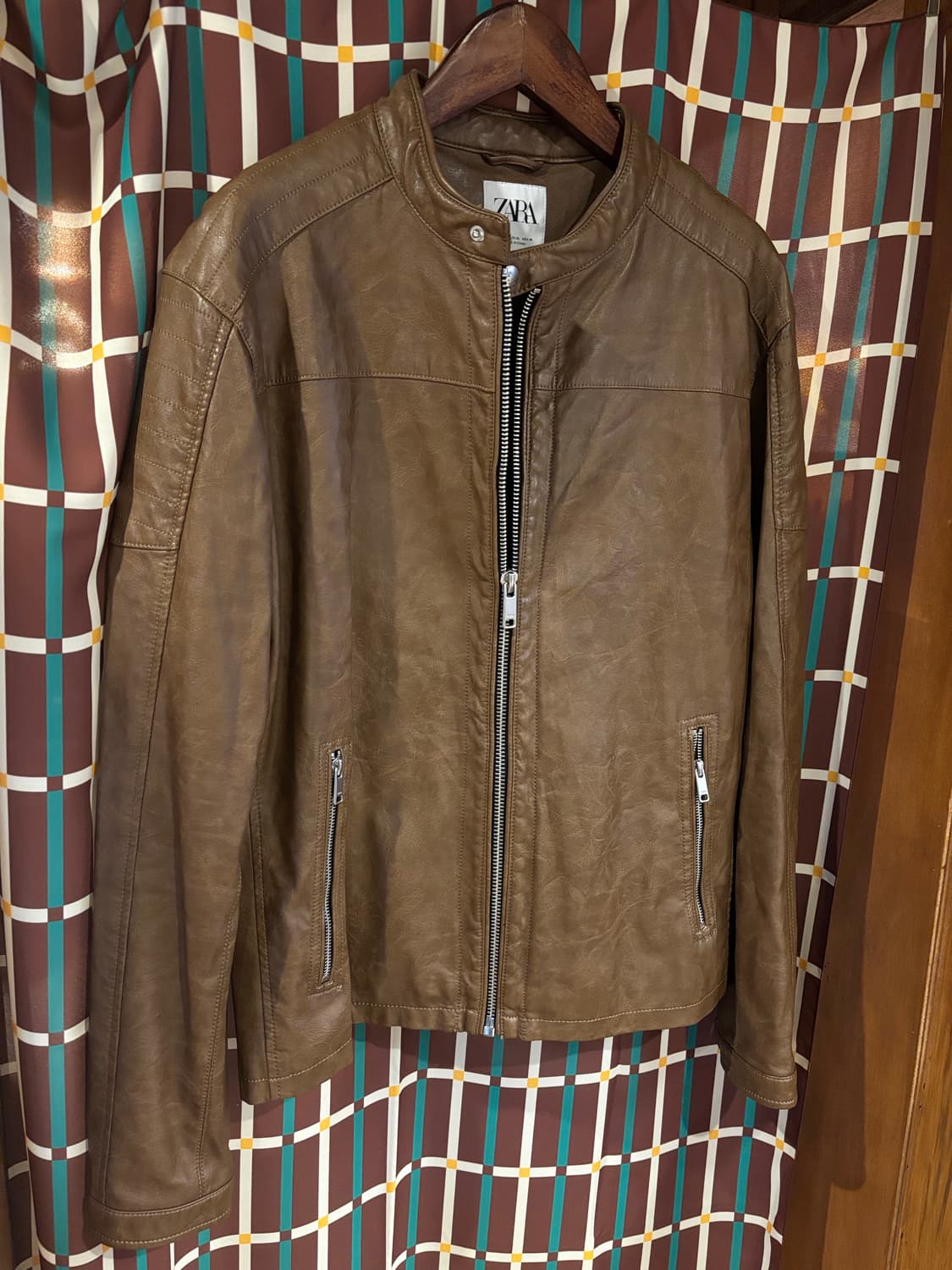 자라 브라운 인조가죽 라이더 자켓 상품이미지2
