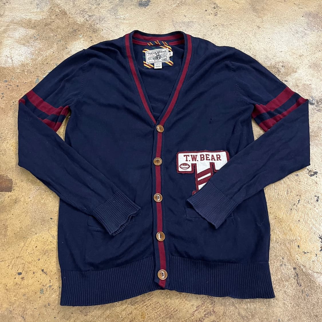 티니위니 네이비 버건디 브이넥 니트 가디건  상품이미지2