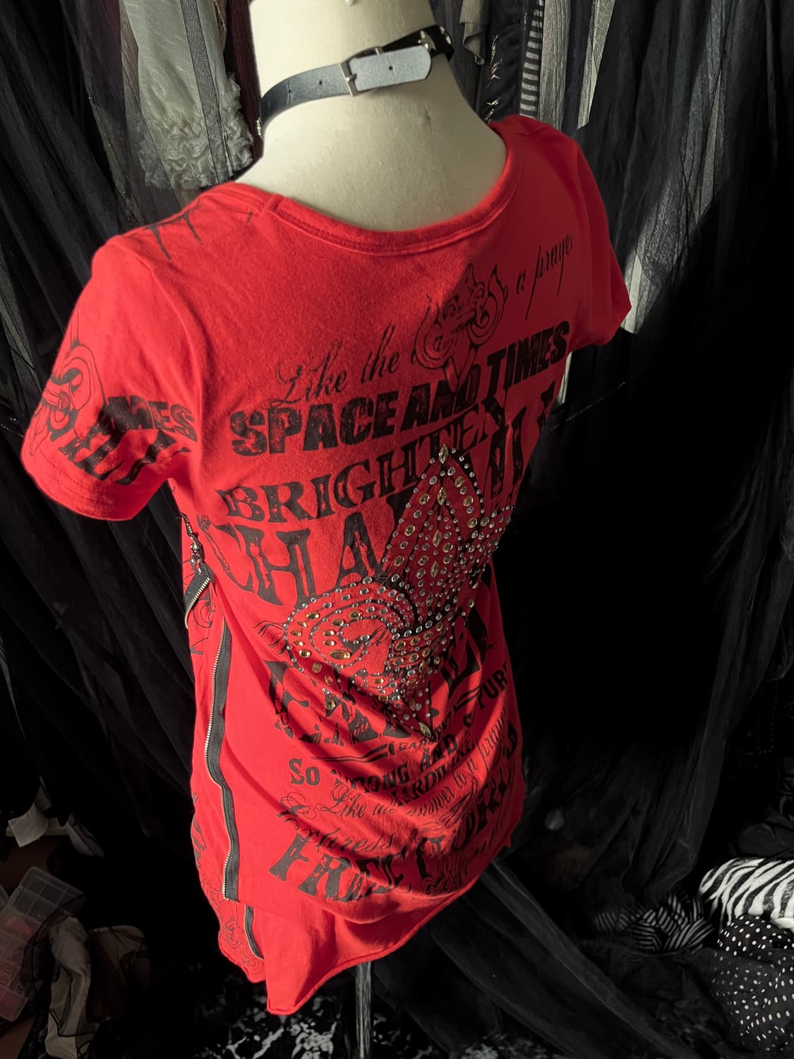 글리츠 Glitz 지퍼 디테일 펑크 반팔 티 상품이미지5