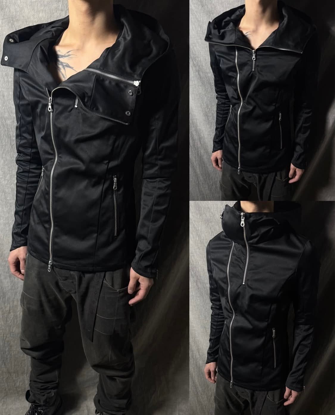 no id black asym  zip hooded jacket 상품이미지1