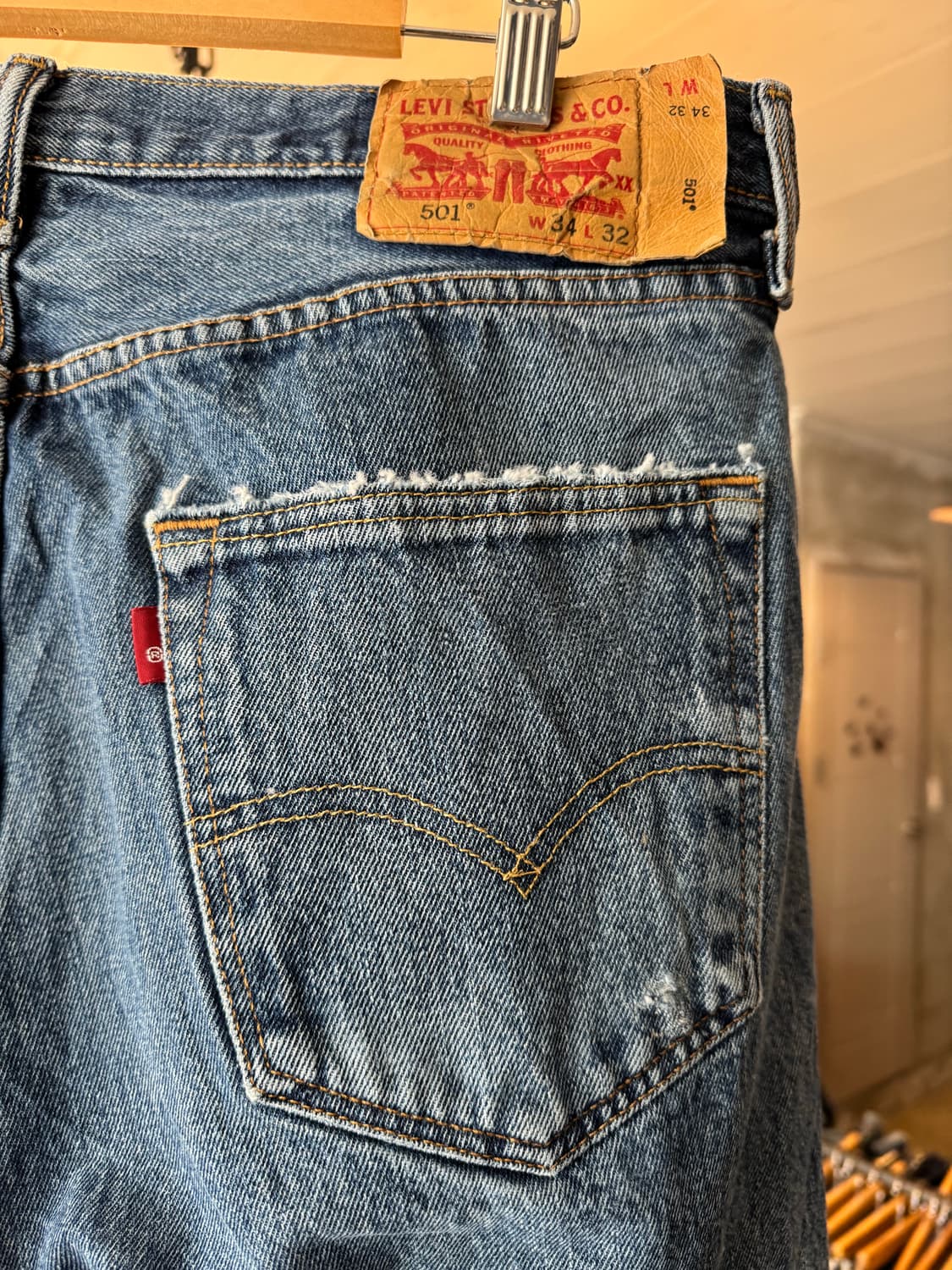  levi.s 501 34x32 핸드메이드 패치워크 상품이미지4