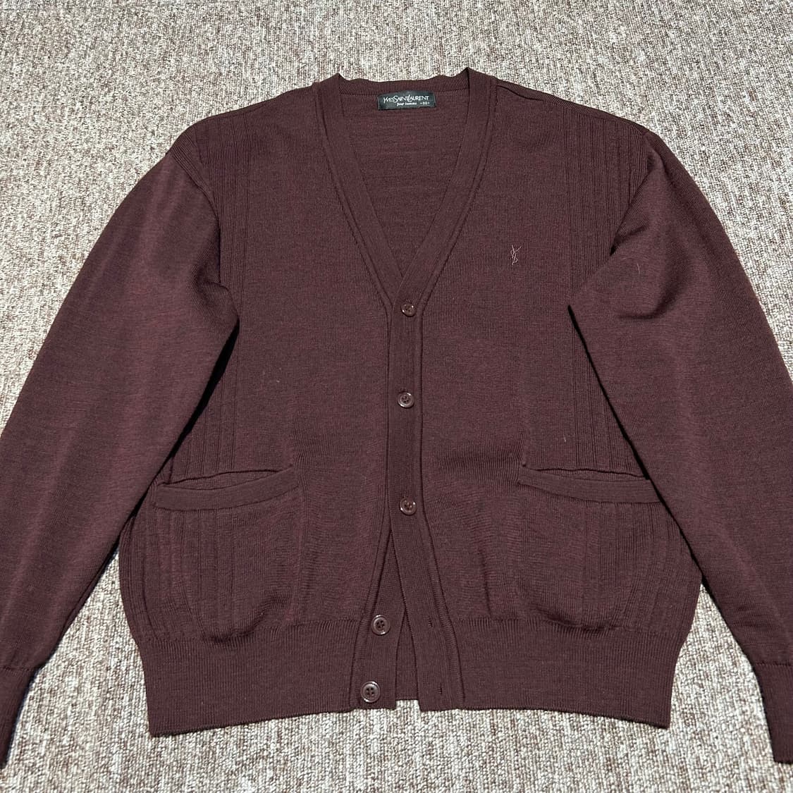 S) YSL 생로랑 입생로랑 버건디 가디건 상품이미지2